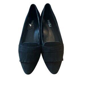 Vaneli Black Suede Loafers Size 6M Pointed Toe Flats Chic Classic